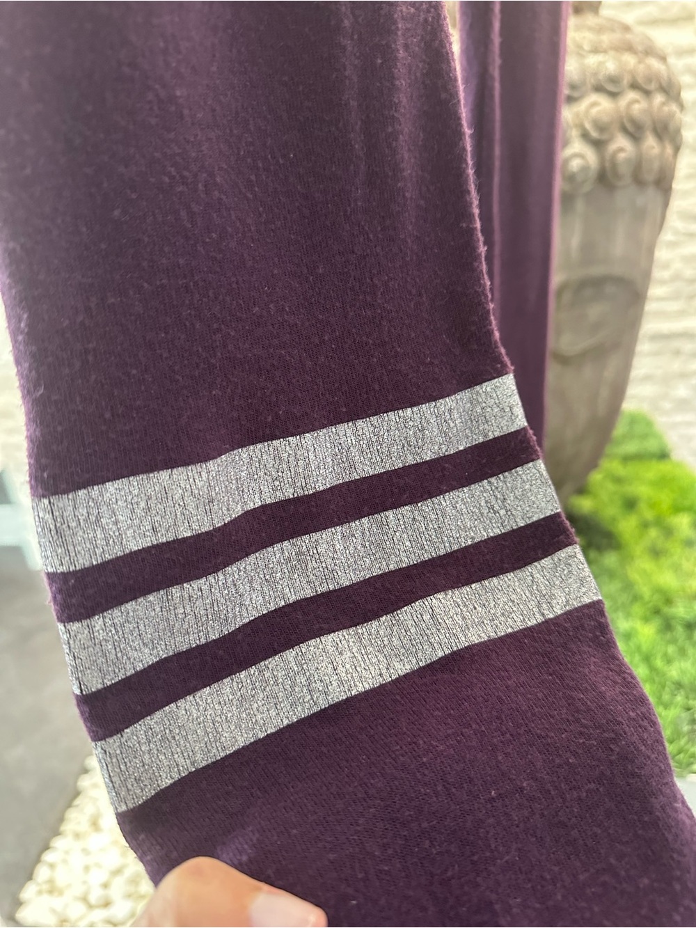 Lauren Moshi Plum Purple Sweatpants Silver Star Stripes XS - Picture 4 of 7
